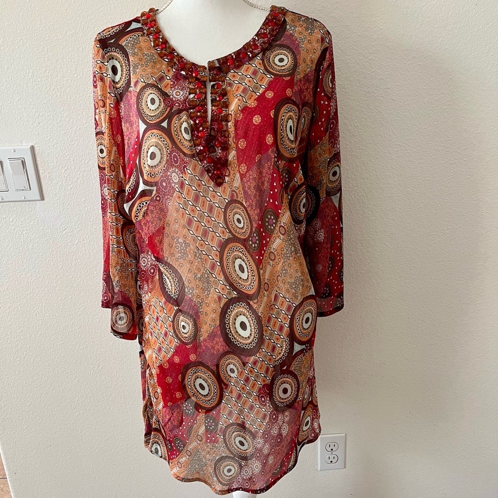 Kaktus Multicolor Boho Blouse with Circular Print